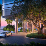 Motivo de entrada vehicular de las residencias Pagani con vista al mar