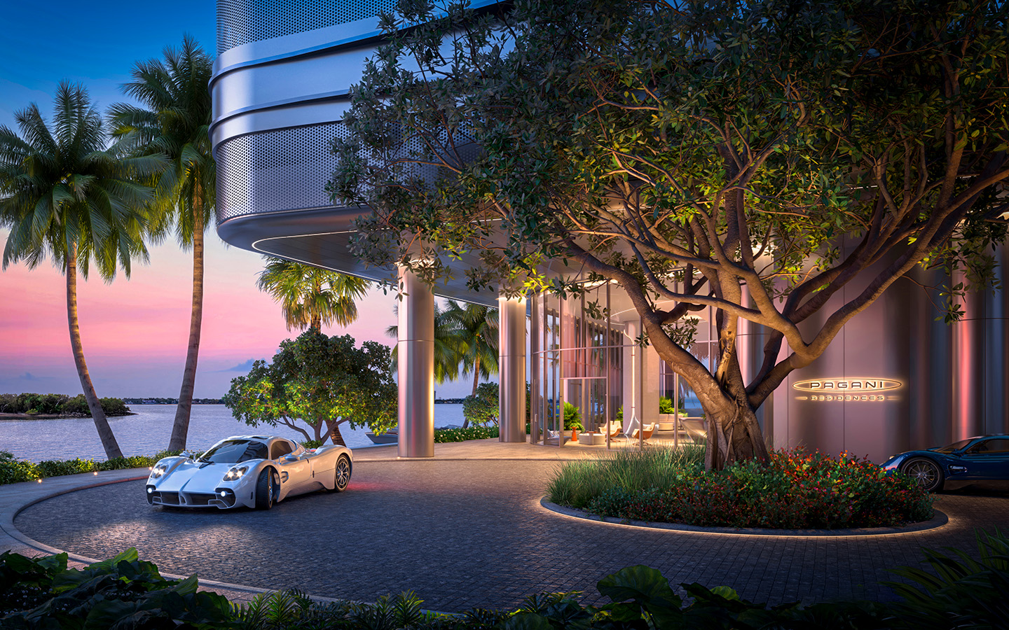 Motivo de entrada vehicular de las residencias Pagani con vista al mar