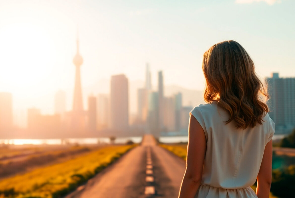 Persona viendo el horizonte con confianza en el futuro.