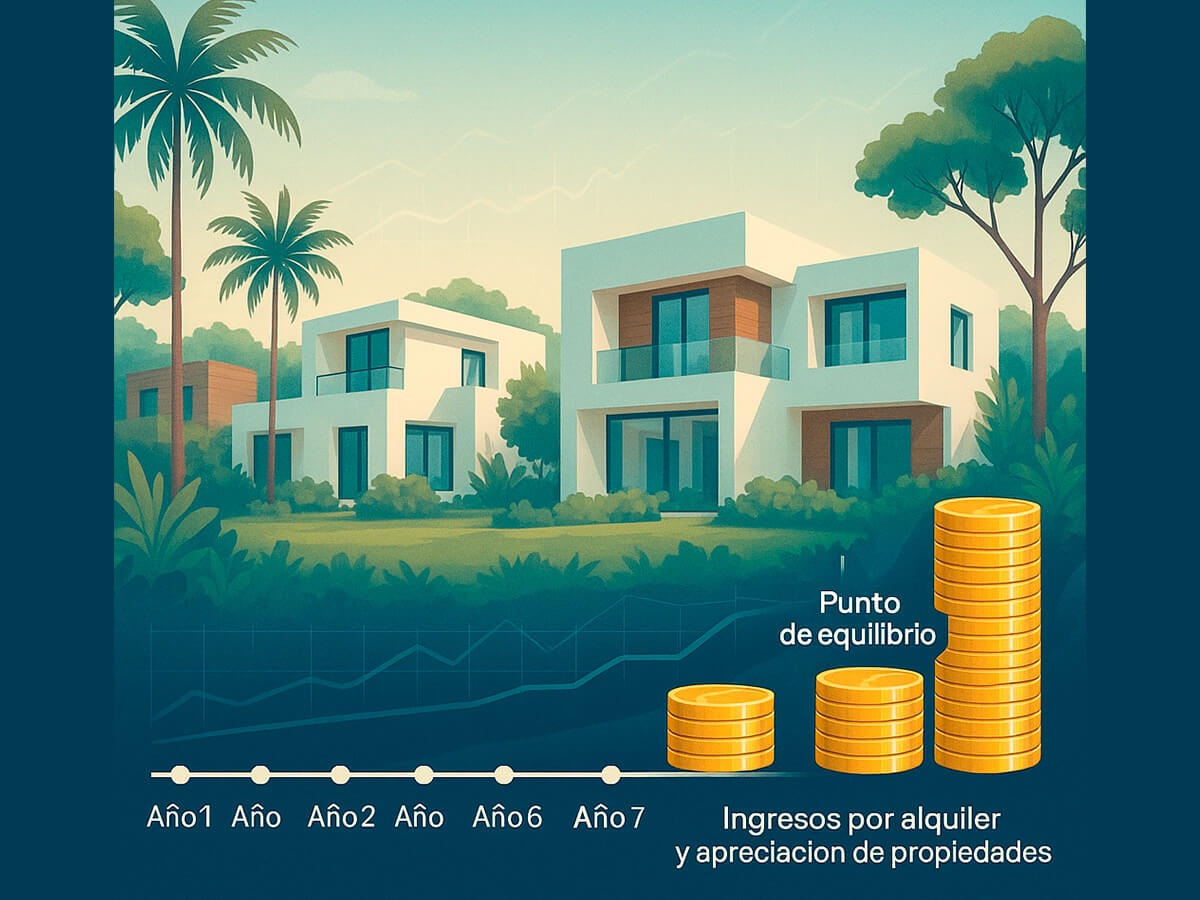 Línea de tiempo del retorno de inversión inmobiliaria en seis años con crecimiento por plusvalía