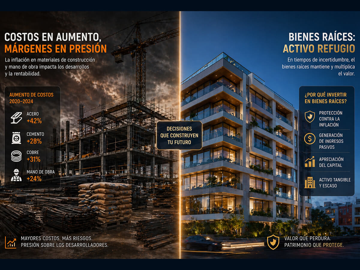 Contraste entre costos de construcción en alza y propiedades de lujo como activo refugio en tiempos de incertidumbre